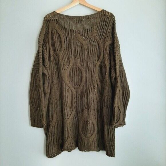 CREA CONCEPT Cable Knit Sweater Tunic Drop Shoulders Relaxed Fit Sz L - Picture 6 of 11